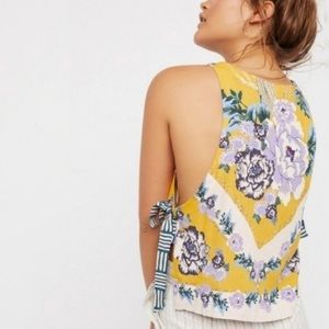 Free People Floral Sweet Love Crop Top Side Tie M